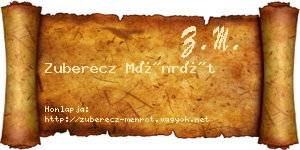 Zuberecz Ménrót névjegykártya
